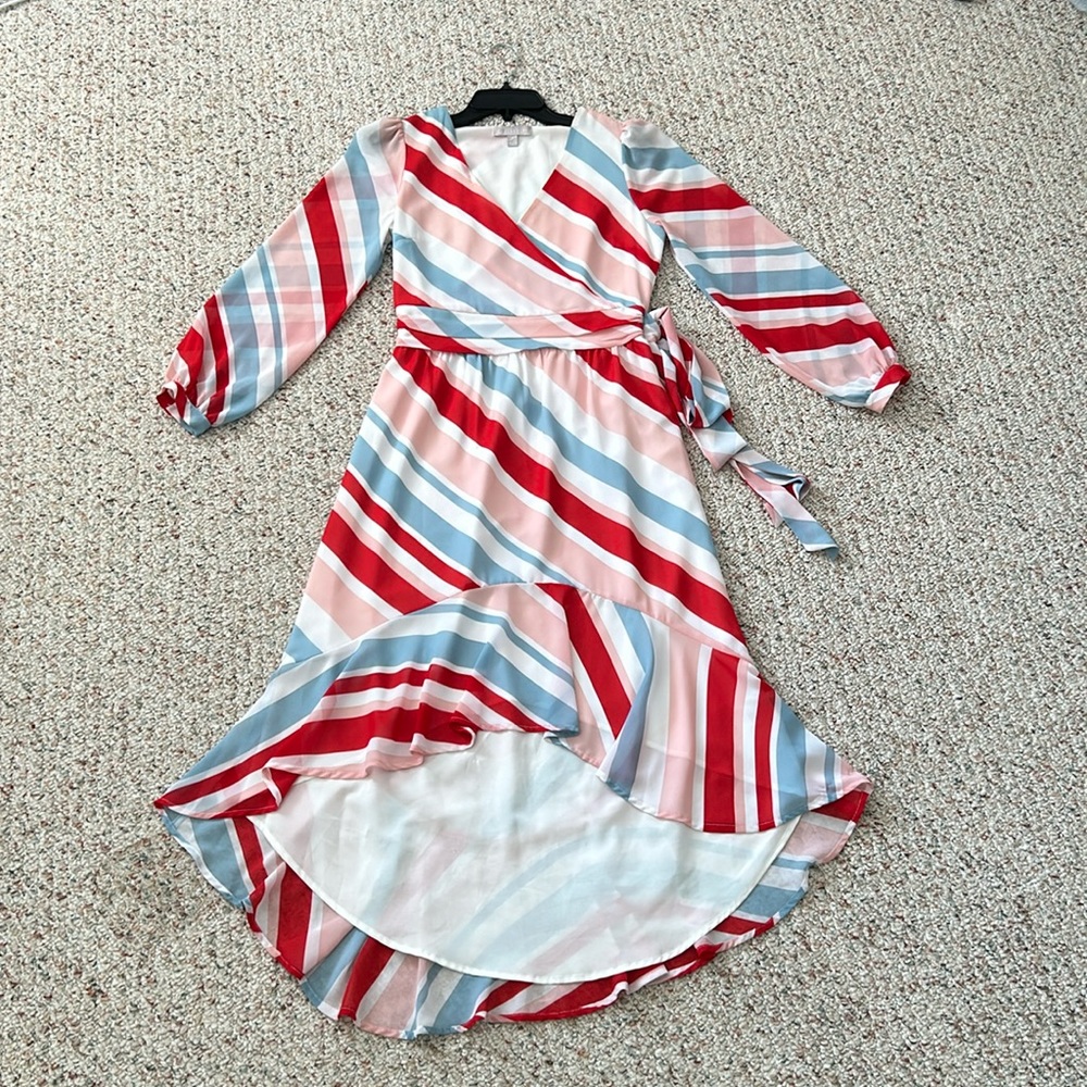 Chelsea28 High Low Long Sleeve Multi-Color Dress